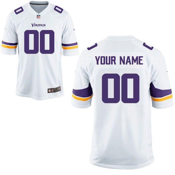 Men Minnesota Vikings Custom White Game NFL Jersey